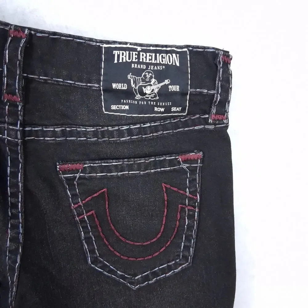 True Religion World Tour Ricky Relaxed Straight Jeans Black 31 NWT